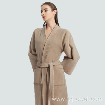 Cut Velvet Bathrobe with Piping for Adults